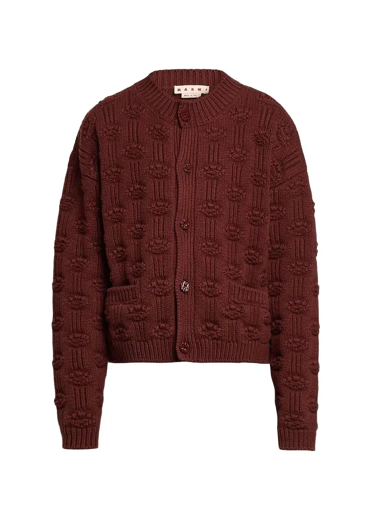 Marni Men's Wool and Cashmere Geometric-Jacquard Cardigan