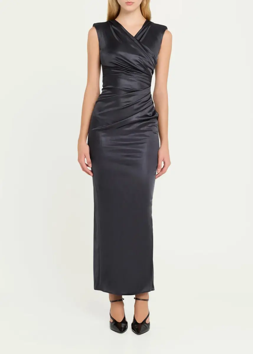 Giorgio Armani Ruched Shiny Viscose Jersey Sleeveless Maxi Dress | Thumbnail 2 Giorgio Armani Ruched Shiny Viscose Jersey Sleeveless Maxi Dress | Thumbnail 2