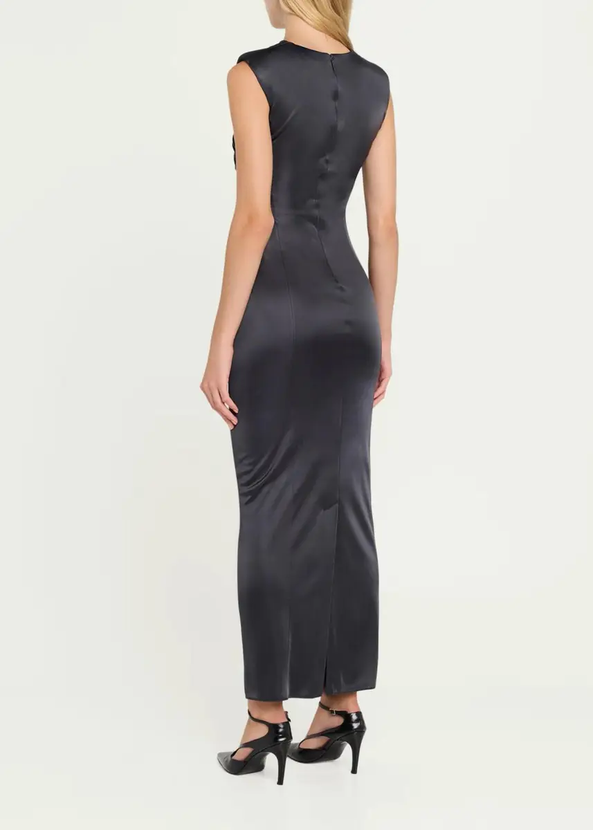 Giorgio Armani Ruched Shiny Viscose Jersey Sleeveless Maxi Dress | Thumbnail 3 Giorgio Armani Ruched Shiny Viscose Jersey Sleeveless Maxi Dress | Thumbnail 3