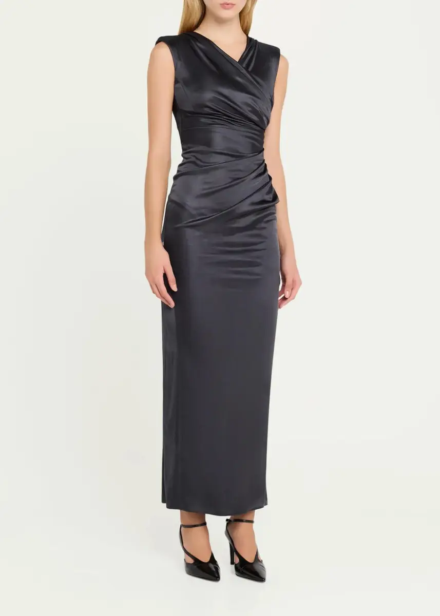 Giorgio Armani Ruched Shiny Viscose Jersey Sleeveless Maxi Dress | Thumbnail 4 Giorgio Armani Ruched Shiny Viscose Jersey Sleeveless Maxi Dress | Thumbnail 4