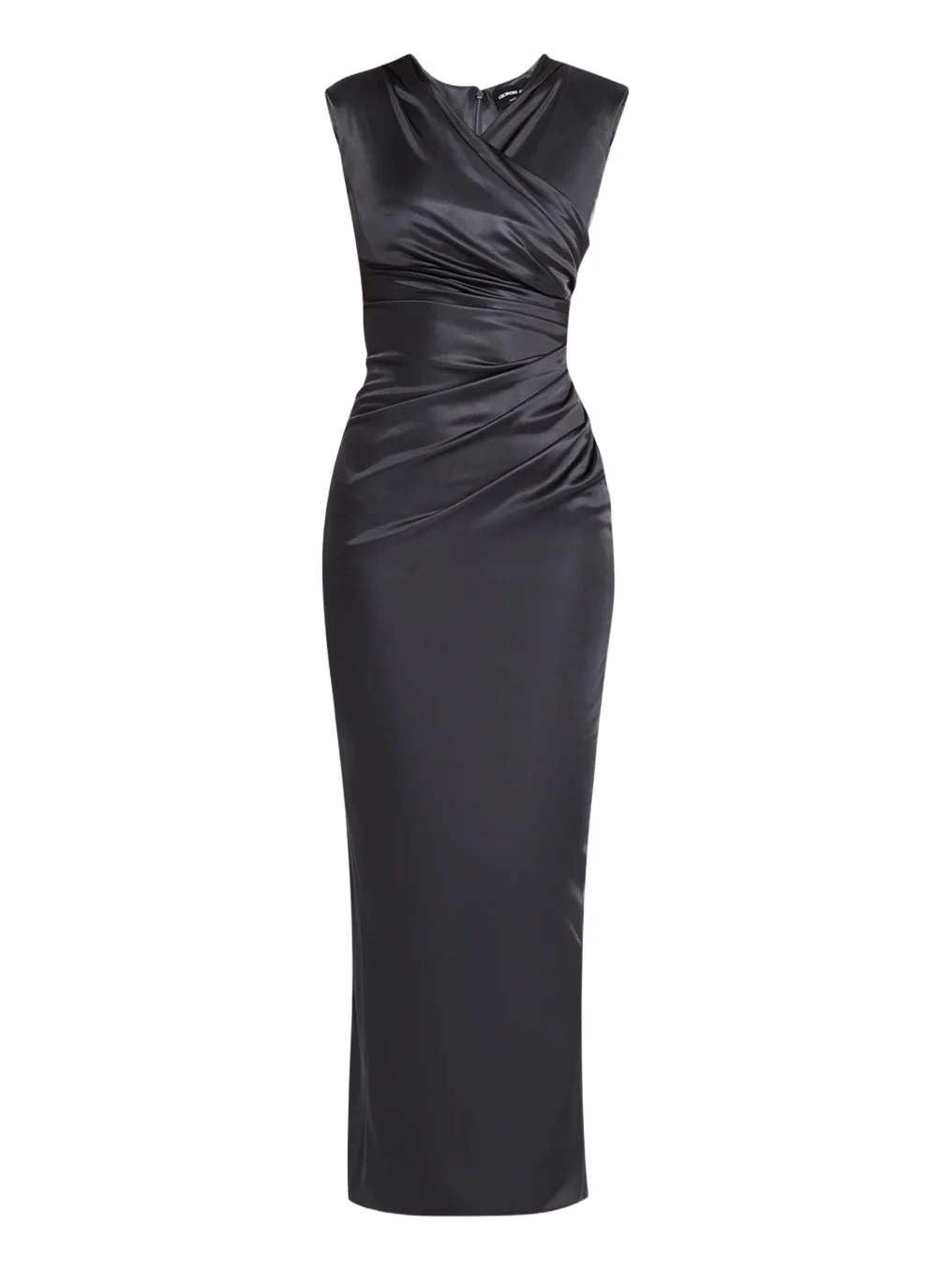 Giorgio Armani Ruched Shiny Viscose Jersey Sleeveless Maxi Dress