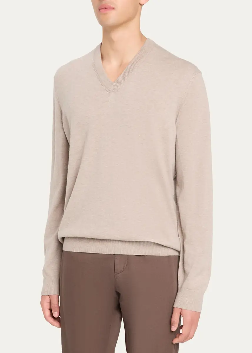 Zegna Men's Oasi Cashmere V-Neck Sweater | Thumbnail 4