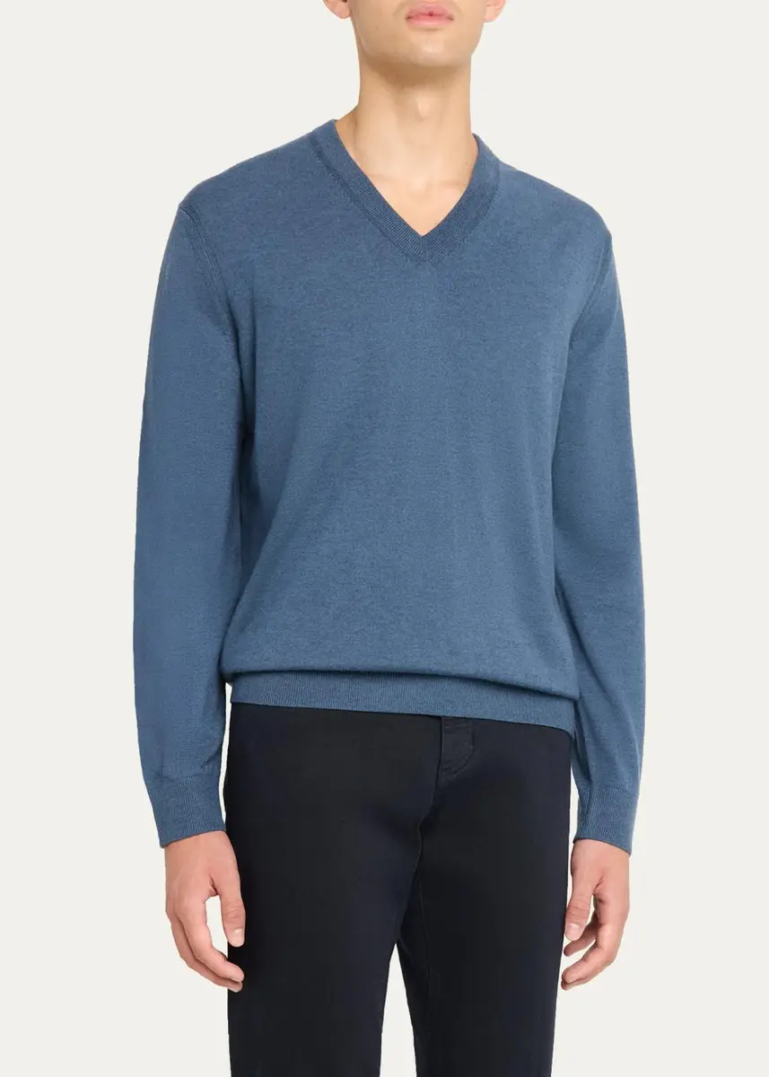Zegna Men's Oasi Cashmere V-Neck Sweater | Thumbnail 9