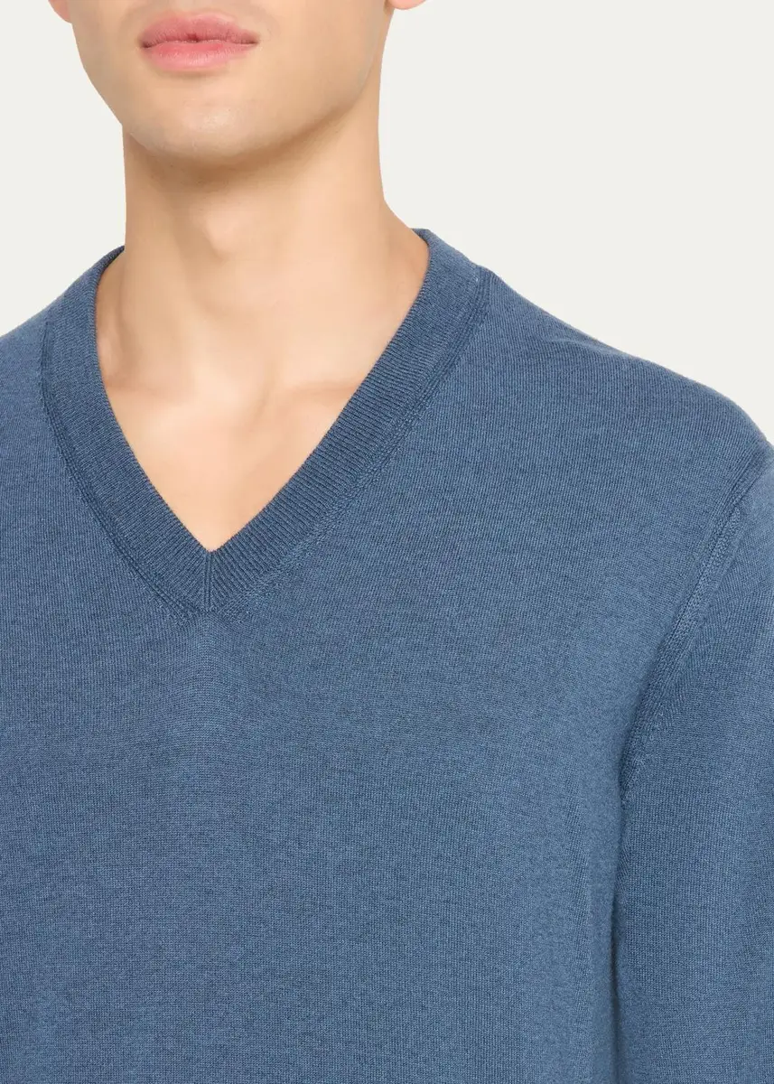 Zegna Men's Oasi Cashmere V-Neck Sweater | Thumbnail 10