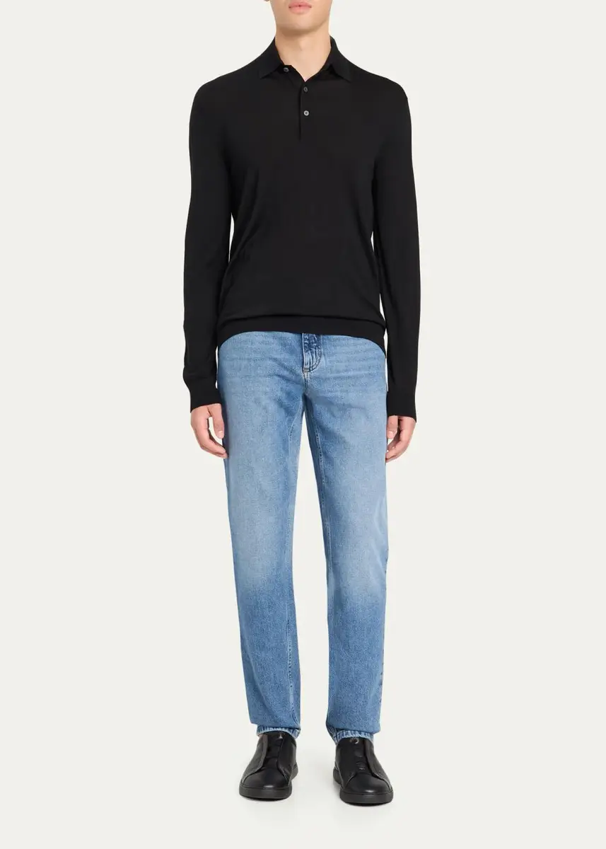 Zegna Men's Trofeo Wool Polo Sweater | Thumbnail 2