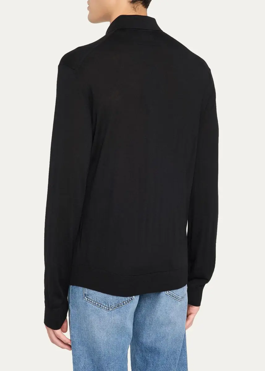 Zegna Men's Trofeo Wool Polo Sweater | Thumbnail 3