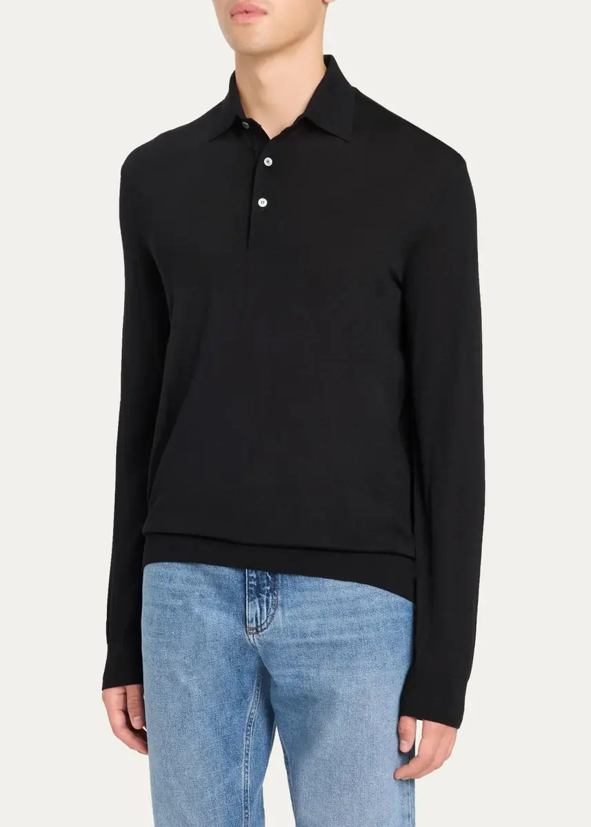 Zegna Men's Trofeo Wool Polo Sweater | Thumbnail 4