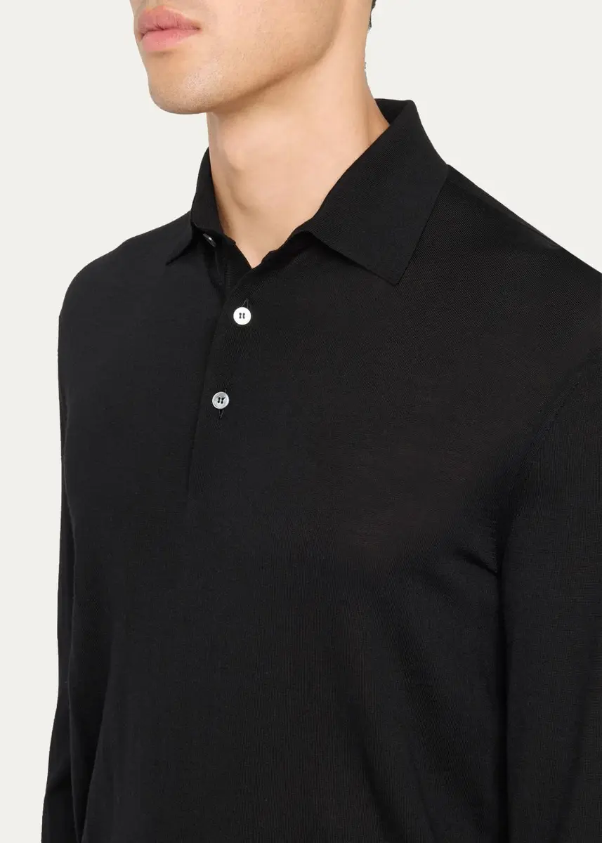 Zegna Men's Trofeo Wool Polo Sweater | Thumbnail 5