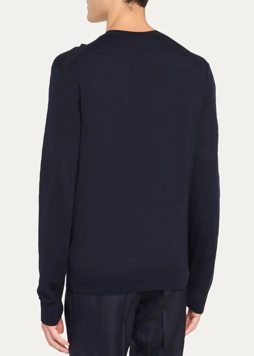 Zegna Men's Trofeo 15mil15 Wool Crewneck Sweater | Thumbnail 3 Zegna Men's Trofeo 15mil15 Wool Crewneck Sweater | Thumbnail 3