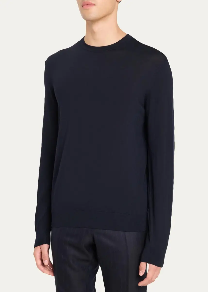 Zegna Men's Trofeo 15mil15 Wool Crewneck Sweater | Thumbnail 4 Zegna Men's Trofeo 15mil15 Wool Crewneck Sweater | Thumbnail 4