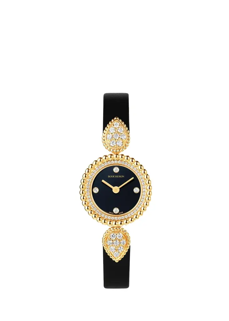Serpent Boheme 18K Yellow Gold Black Leather Watch with Diamonds, 23mm Serpent Boheme 18K Yellow Gold Black Leather Watch with Diamonds, 23mm