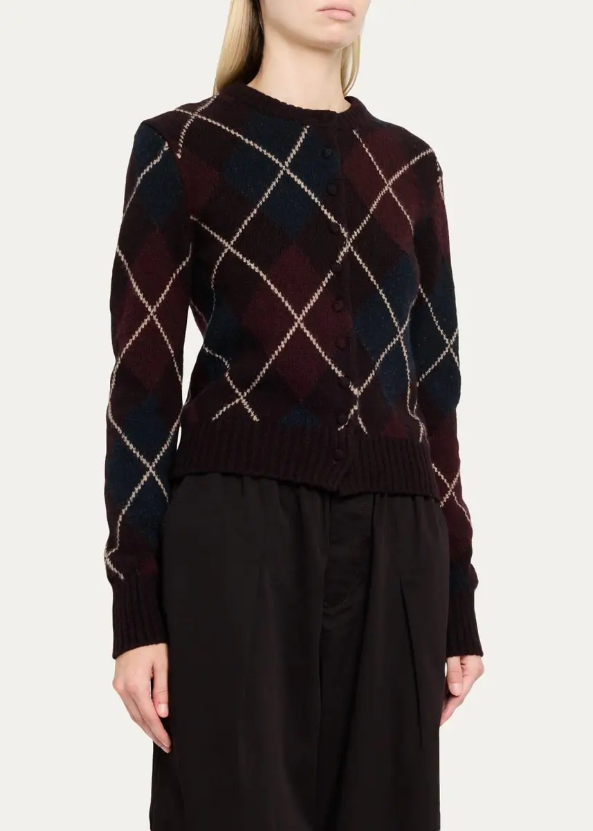 A.L.C. Skyler Argyle Cashmere Crewneck Cardigan | Thumbnail 4