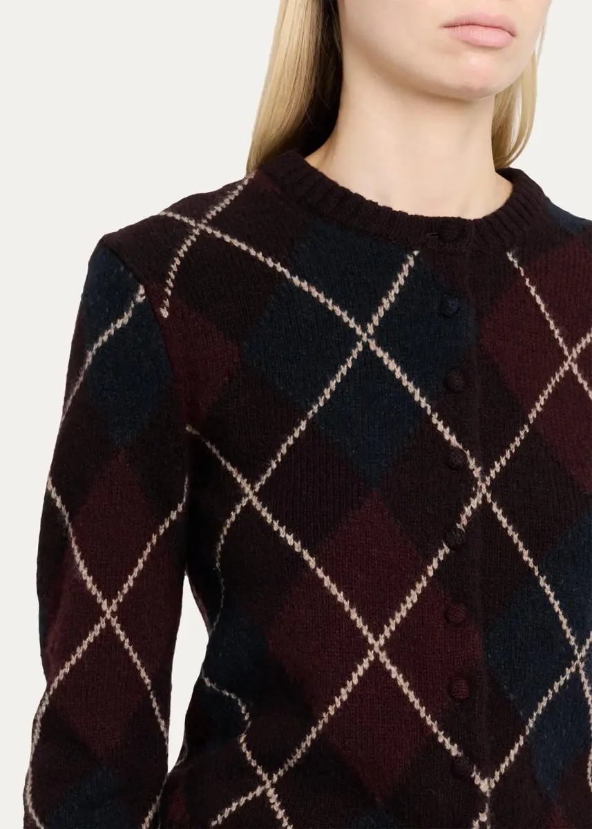 A.L.C. Skyler Argyle Cashmere Crewneck Cardigan | Thumbnail 5