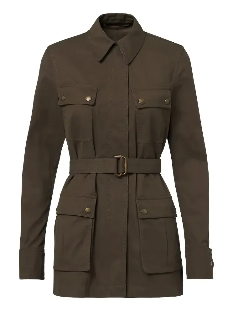 Belted cotton-blend jacket Belted cotton-blend jacket