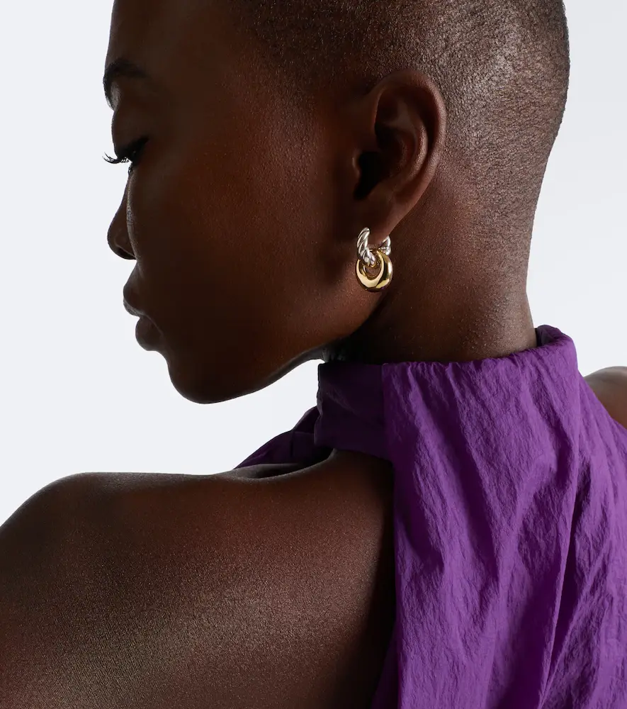 David Yurman Sculpted Cable sterling silver and 14kt gold drop earrings | Thumbnail 3 David Yurman Sculpted Cable sterling silver and 14kt gold drop earrings | Thumbnail 3