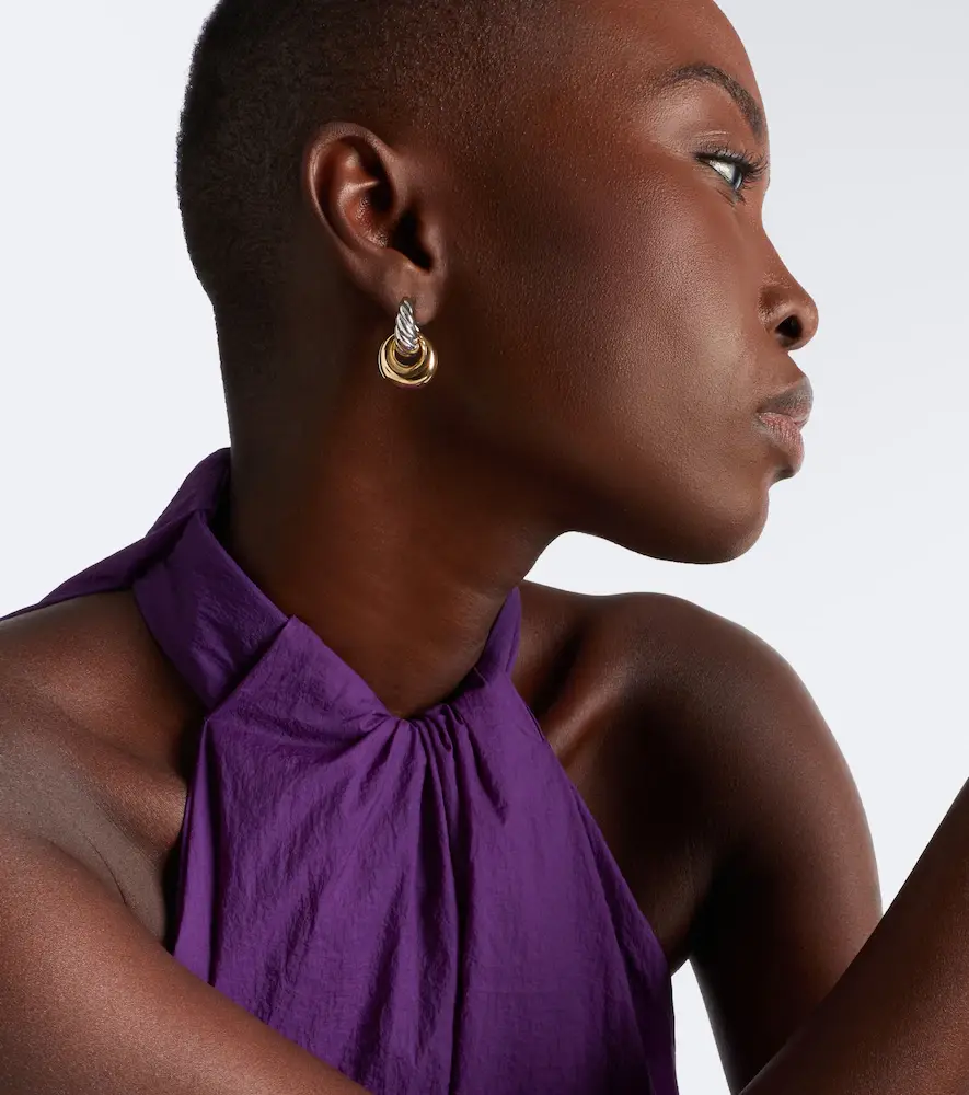 David Yurman Sculpted Cable sterling silver and 14kt gold drop earrings | Thumbnail 4 David Yurman Sculpted Cable sterling silver and 14kt gold drop earrings | Thumbnail 4