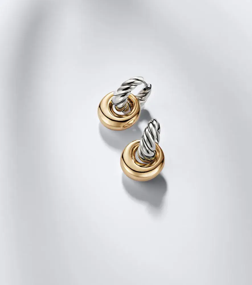 David Yurman Sculpted Cable sterling silver and 14kt gold drop earrings | Thumbnail 5 David Yurman Sculpted Cable sterling silver and 14kt gold drop earrings | Thumbnail 5