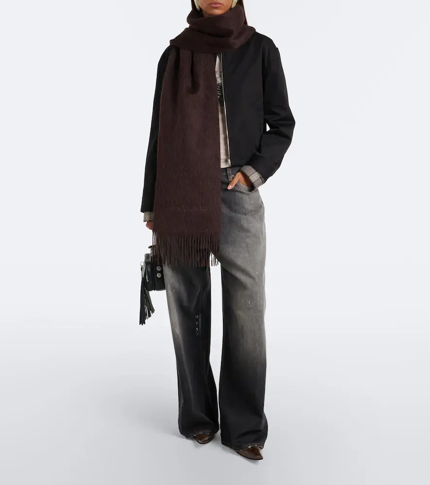 Acne Studios Fringed alpaca and wool scarf | Thumbnail 4 Acne Studios Fringed alpaca and wool scarf | Thumbnail 4