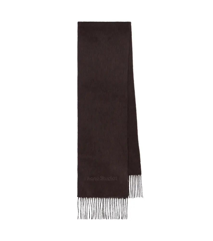 Fringed alpaca and wool scarf