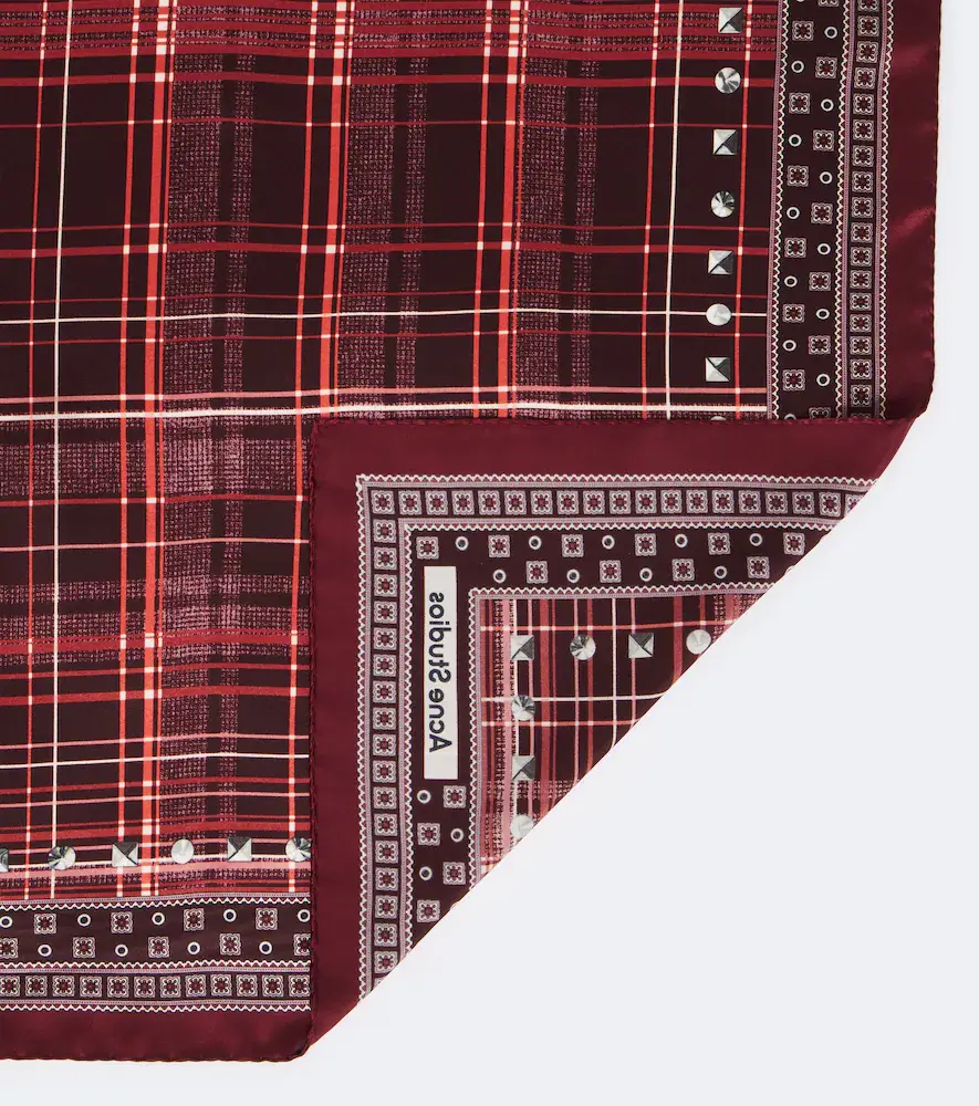 Acne Studios Checked silk satin scarf | Thumbnail 2 Acne Studios Checked silk satin scarf | Thumbnail 2
