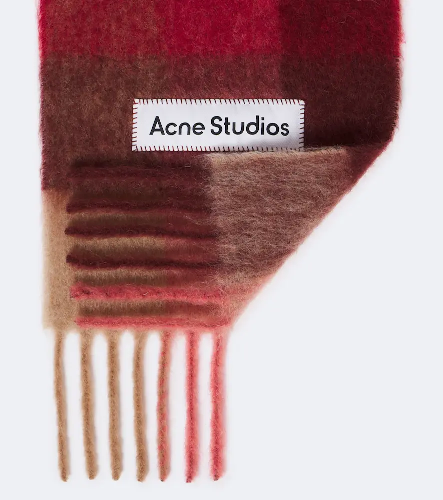 Acne Studios Checked alpaca, wool, and mohair-blend scarf | Thumbnail 3 Acne Studios Checked alpaca, wool, and mohair-blend scarf | Thumbnail 3