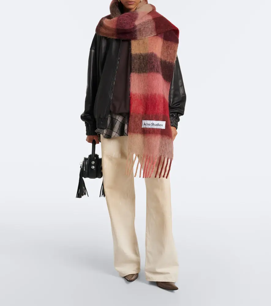 Acne Studios Checked alpaca, wool, and mohair-blend scarf | Thumbnail 5 Acne Studios Checked alpaca, wool, and mohair-blend scarf | Thumbnail 5