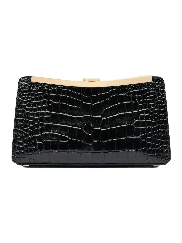 Solange croc-effect leather clutch Solange croc-effect leather clutch