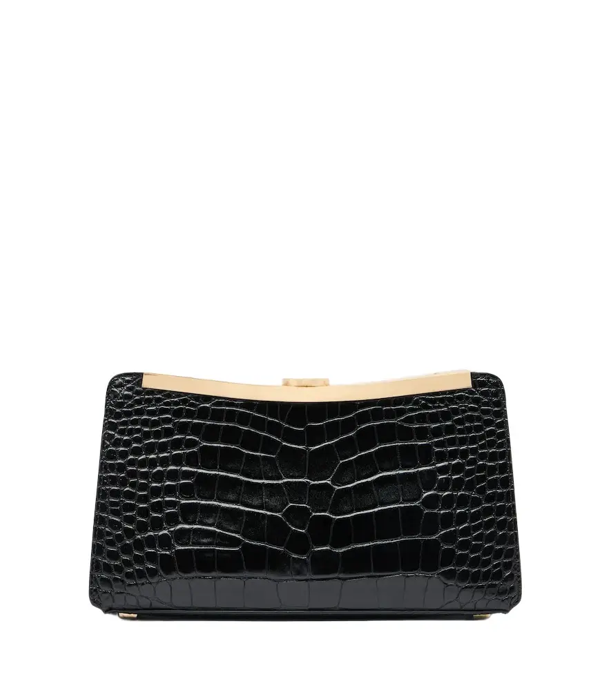 Solange croc-effect leather clutch Solange croc-effect leather clutch