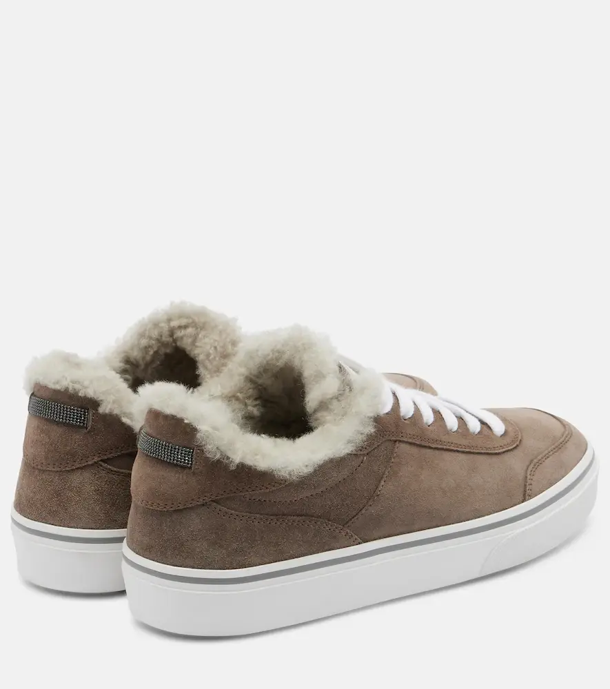 Brunello Cucinelli Monili shearling-trimmed suede sneakers | Thumbnail 6