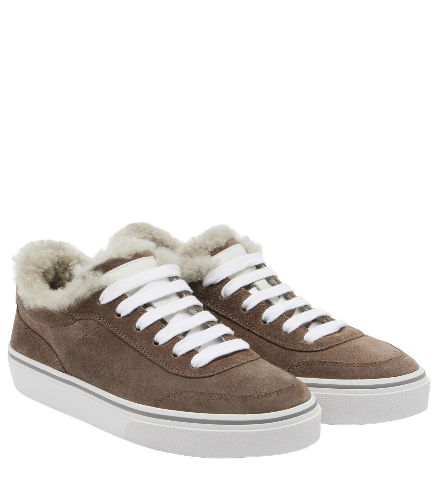 Monili shearling-trimmed suede sneakers Monili shearling-trimmed suede sneakers