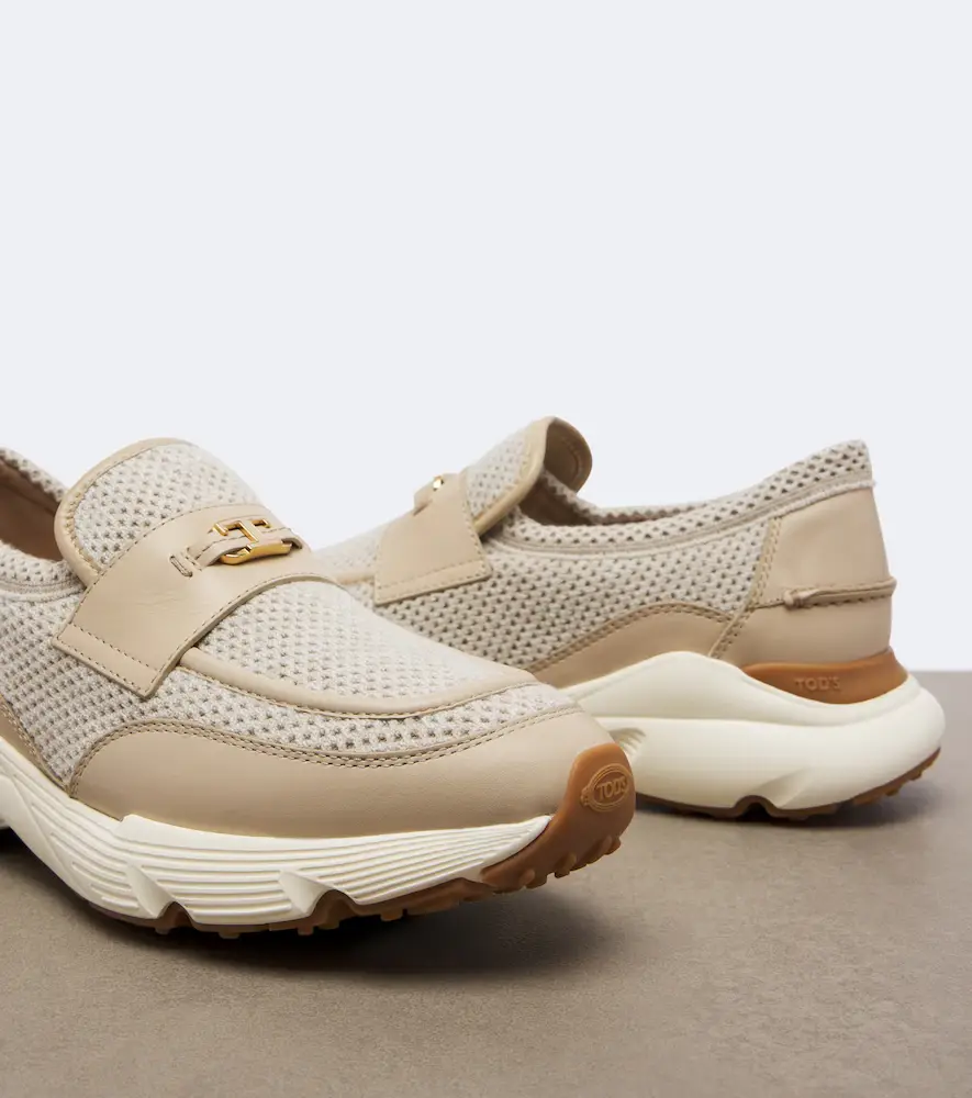 Tod's Leather-trimmed mesh slip-on shoes | Thumbnail 2 Tod's Leather-trimmed mesh slip-on shoes | Thumbnail 2