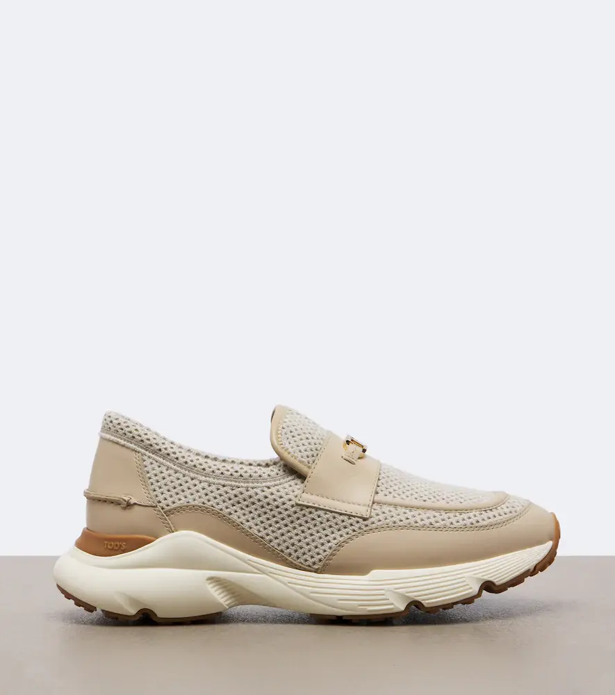 Tod's Leather-trimmed mesh slip-on shoes | Thumbnail 4 Tod's Leather-trimmed mesh slip-on shoes | Thumbnail 4