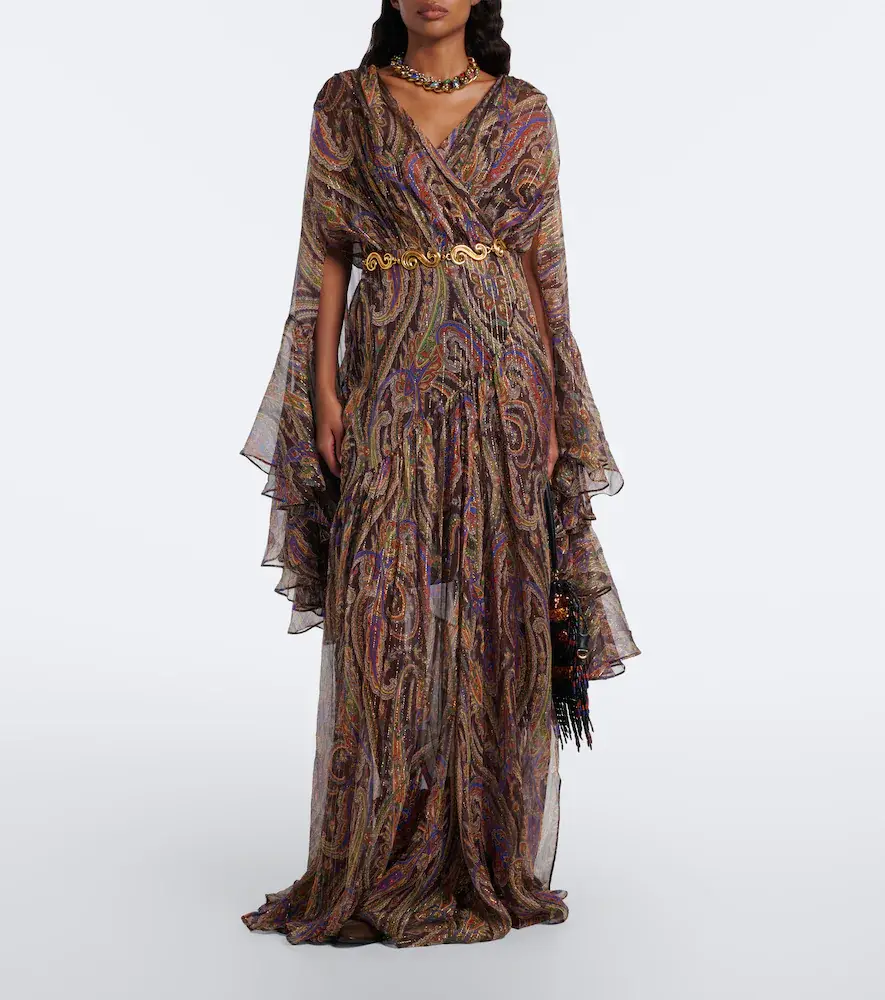 Etro Paisley ruffled silk-blend crêpon maxi dress | Thumbnail 4