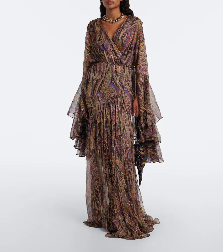 Etro Paisley ruffled silk-blend crêpon maxi dress | Thumbnail 6