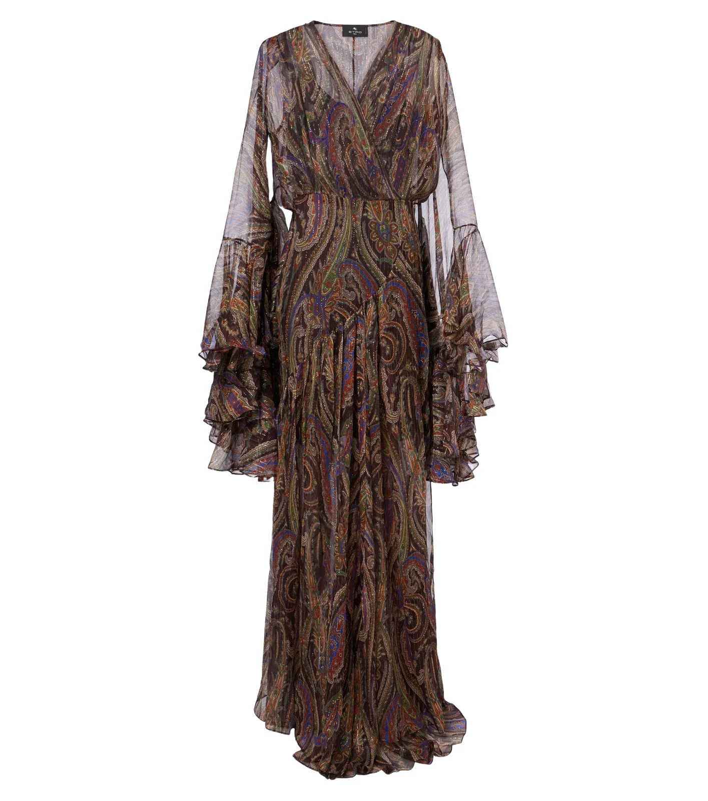 Paisley ruffled silk-blend crêpon maxi dress Paisley ruffled silk-blend crêpon maxi dress