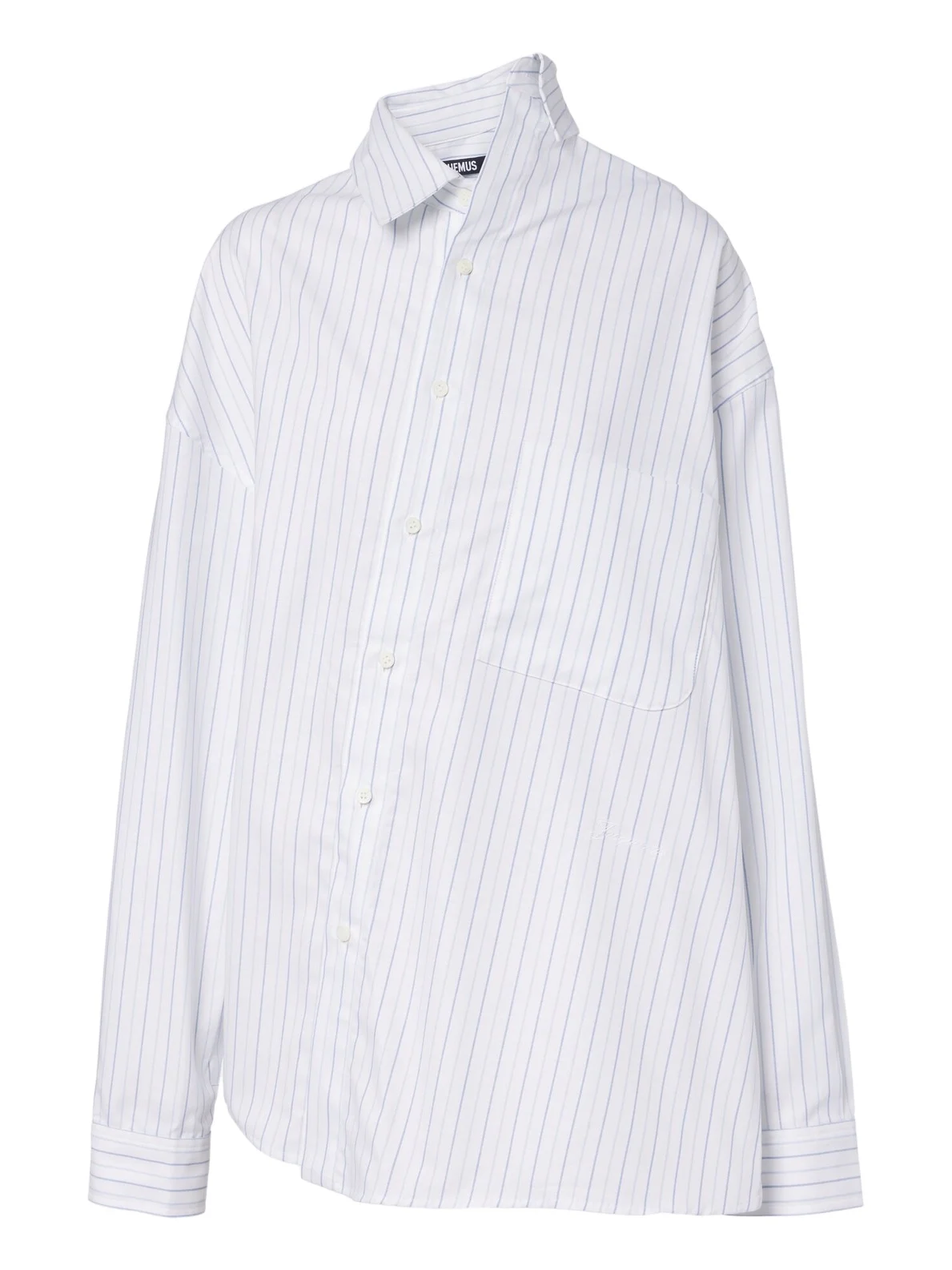 Jacquemus Cuadro asymmetric striped cotton shirt