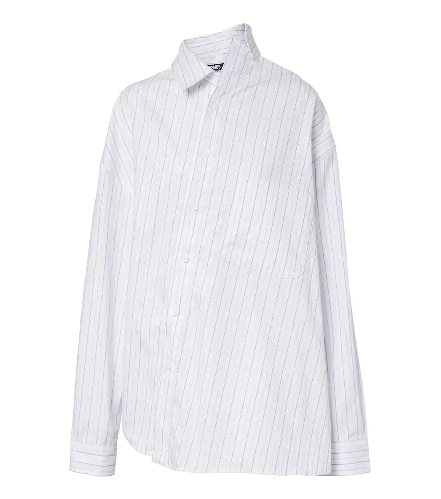 Cuadro asymmetric striped cotton shirt