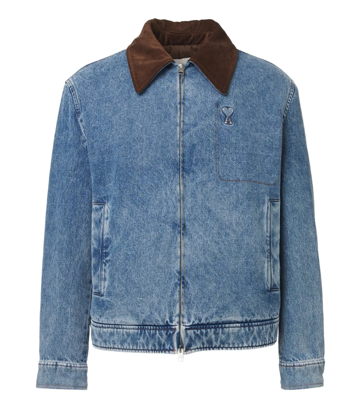Ami de Coeur corduroy-trimmed denim jacket Ami de Coeur corduroy-trimmed denim jacket