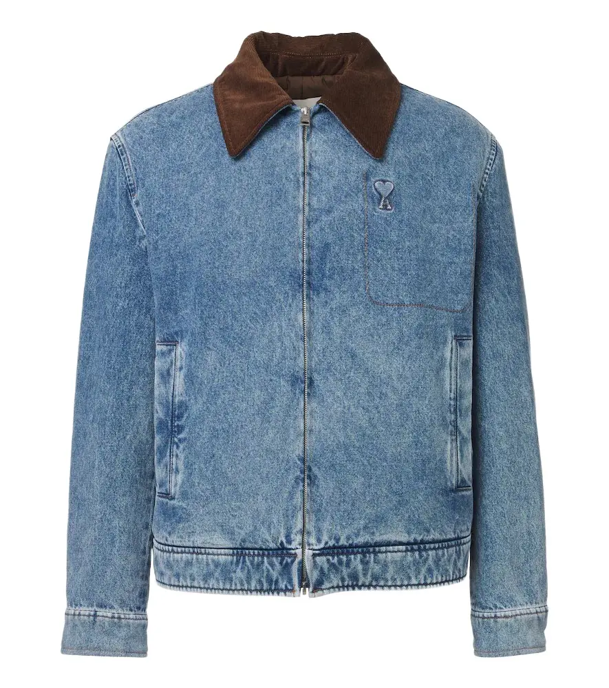 Ami de Coeur corduroy-trimmed denim jacket