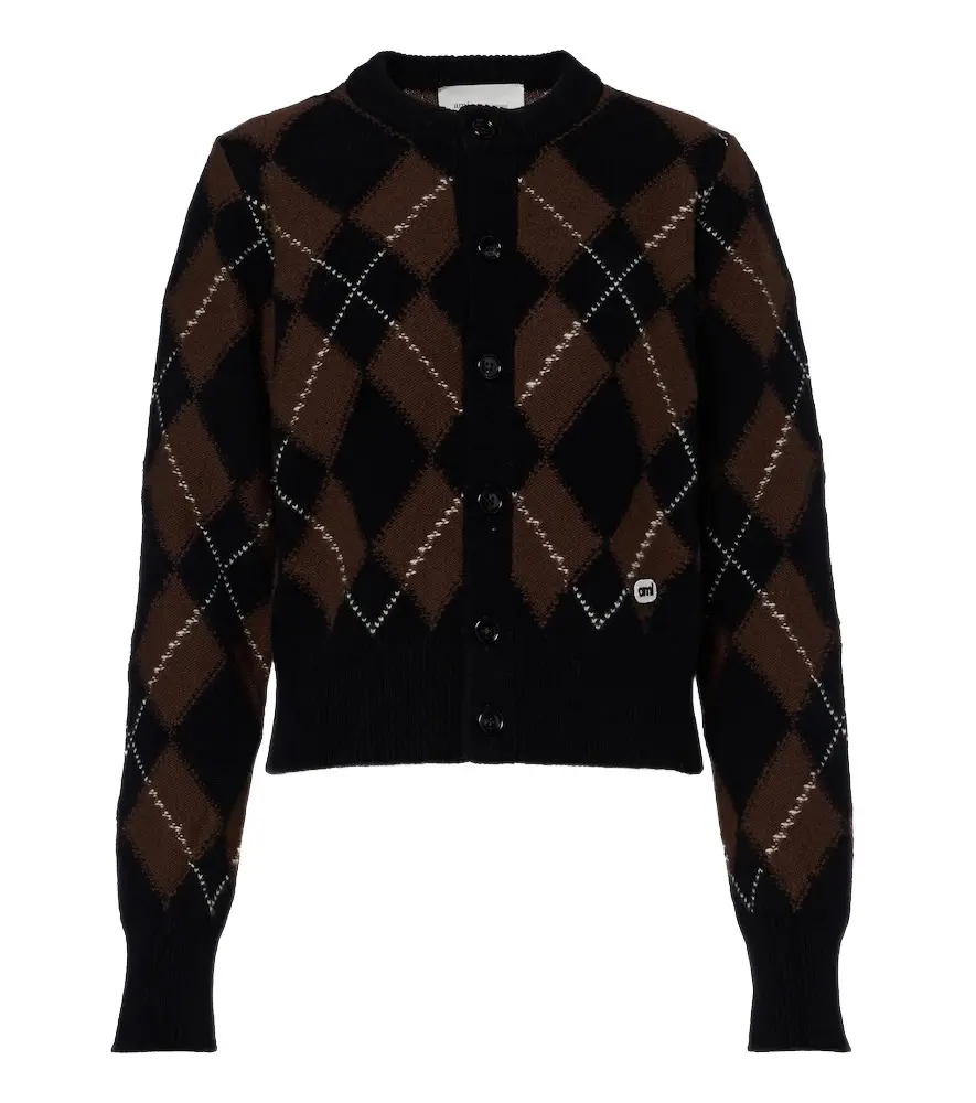 AMI PARIS Argyle virgin wool cardigan