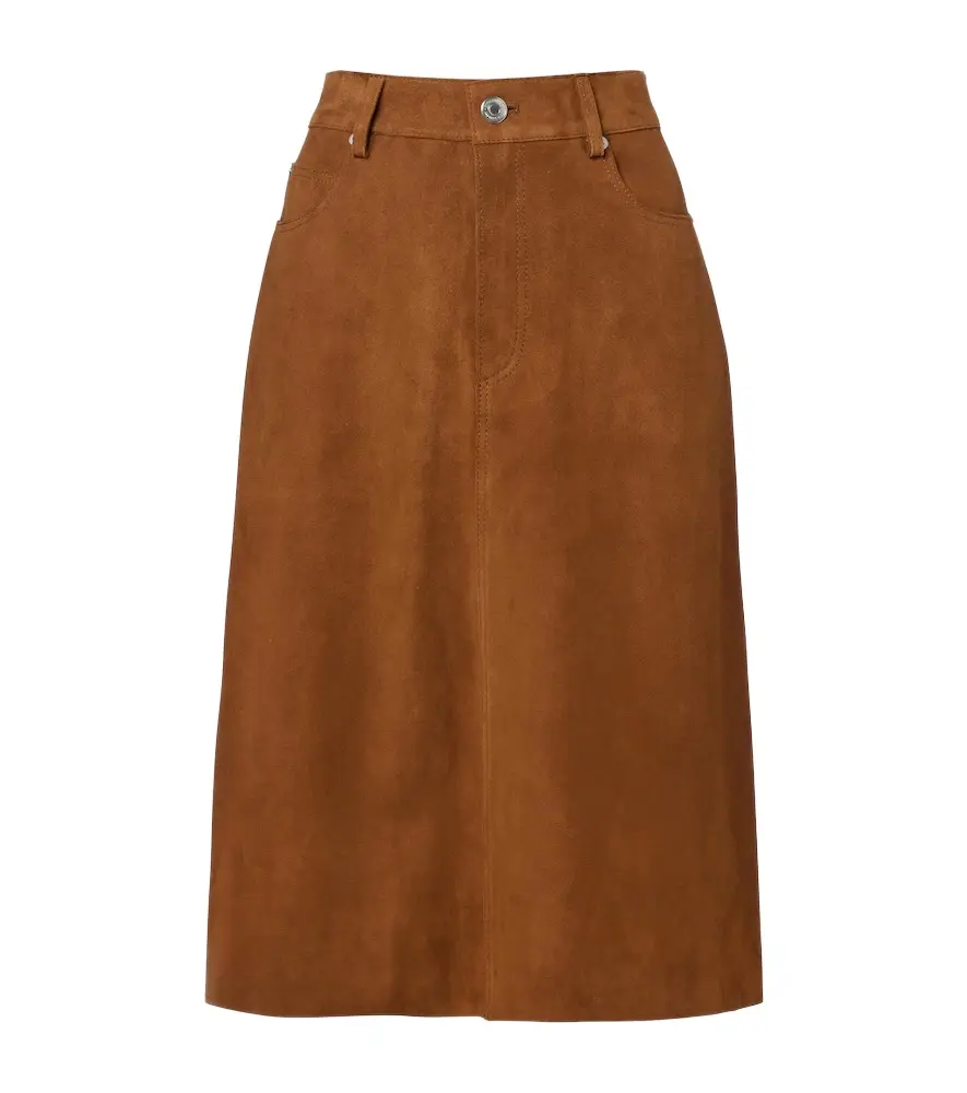 AMI PARIS Suede midi skirt