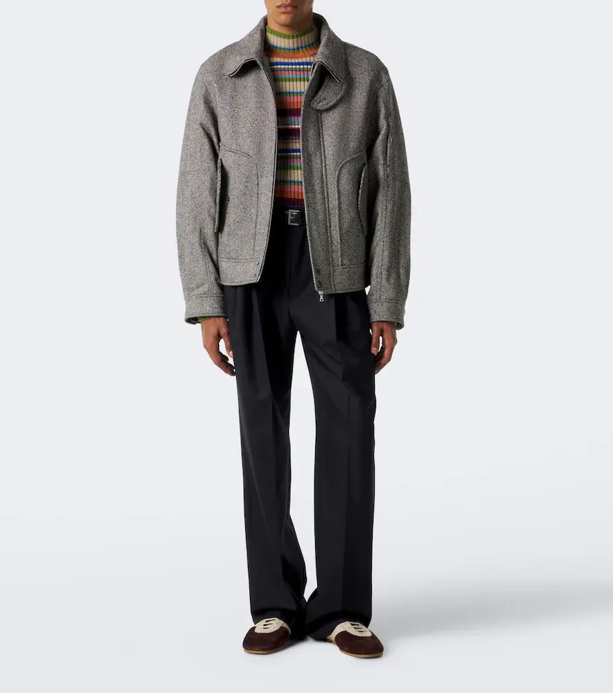 Dries Van Noten Herringbone pleated wool wide-leg pants | Thumbnail 3 Dries Van Noten Herringbone pleated wool wide-leg pants | Thumbnail 3