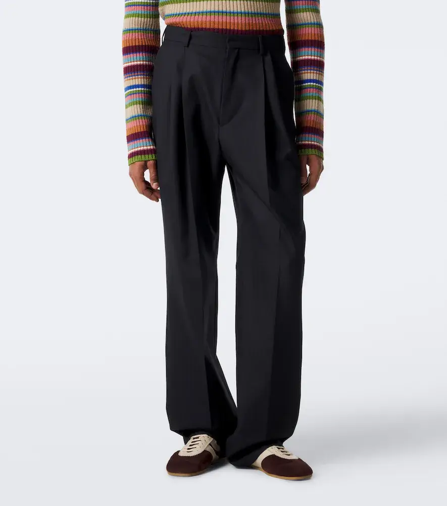 Dries Van Noten Herringbone pleated wool wide-leg pants | Thumbnail 4 Dries Van Noten Herringbone pleated wool wide-leg pants | Thumbnail 4