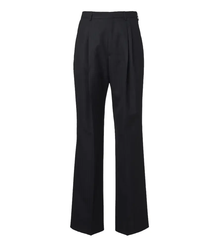 Dries Van Noten Herringbone pleated wool wide-leg pants