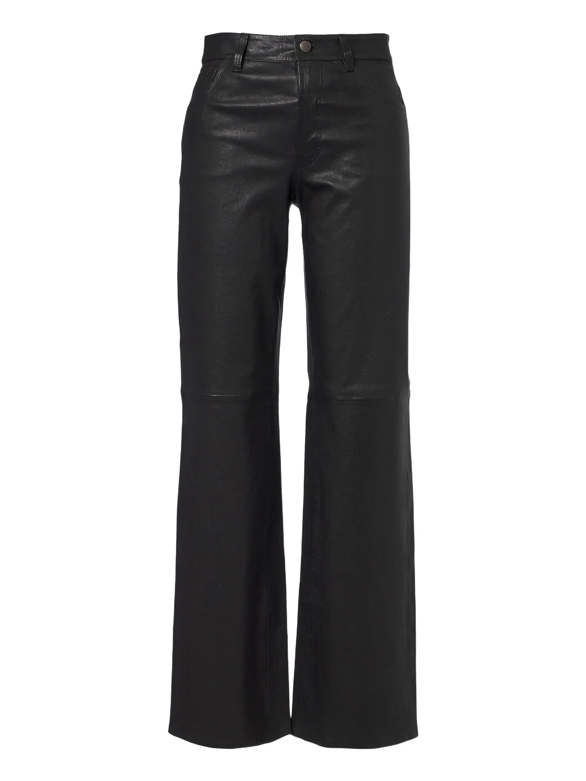 Stovepipe leather straight pants