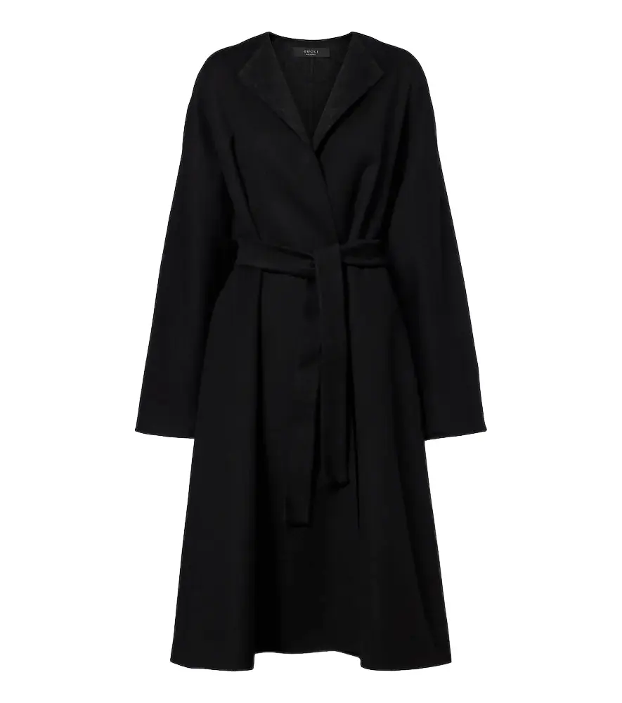 Gucci GG belted wool and silk wrap coat