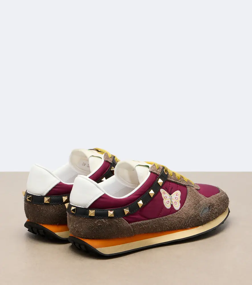 Valentino Garavani Stud Up embroidered suede-trimmed sneakers | Thumbnail 2 Valentino Garavani Stud Up embroidered suede-trimmed sneakers | Thumbnail 2