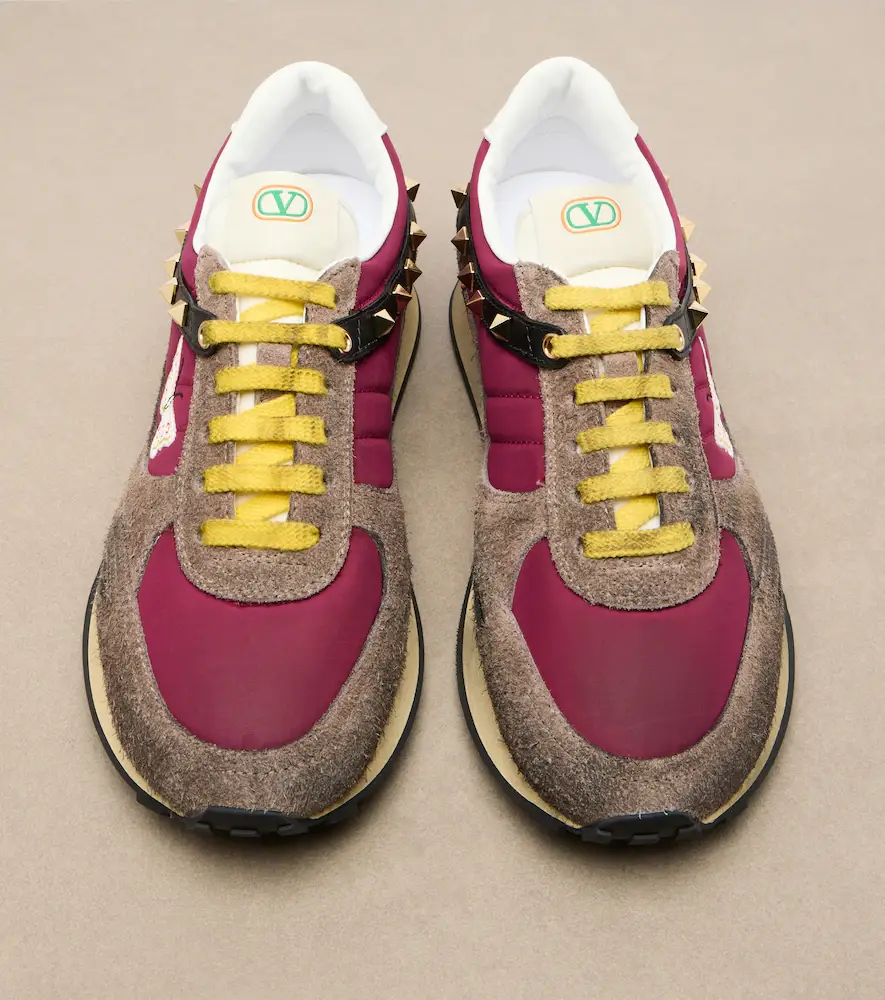 Valentino Garavani Stud Up embroidered suede-trimmed sneakers | Thumbnail 3 Valentino Garavani Stud Up embroidered suede-trimmed sneakers | Thumbnail 3