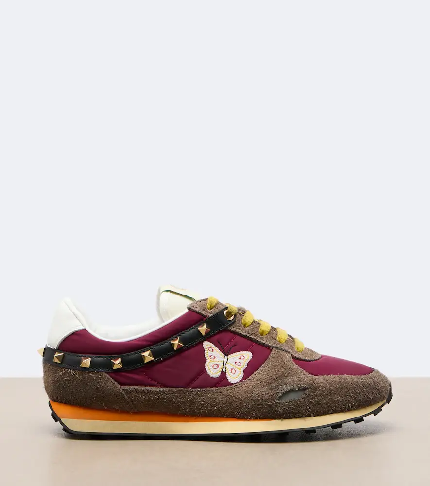 Valentino Garavani Stud Up embroidered suede-trimmed sneakers | Thumbnail 4 Valentino Garavani Stud Up embroidered suede-trimmed sneakers | Thumbnail 4