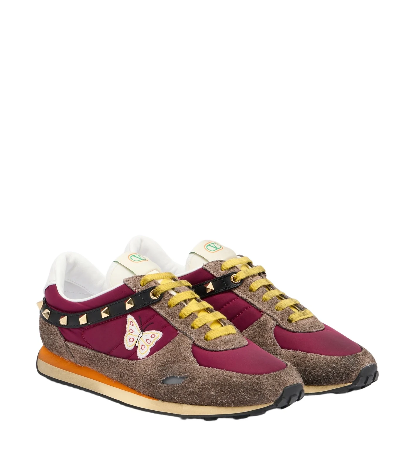 Valentino Garavani Stud Up embroidered suede-trimmed sneakers